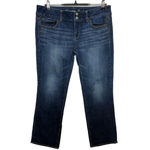 American Eagle Jeans Womens 10 Blue Studded Artist Bootcut Stretch Actual 33X26